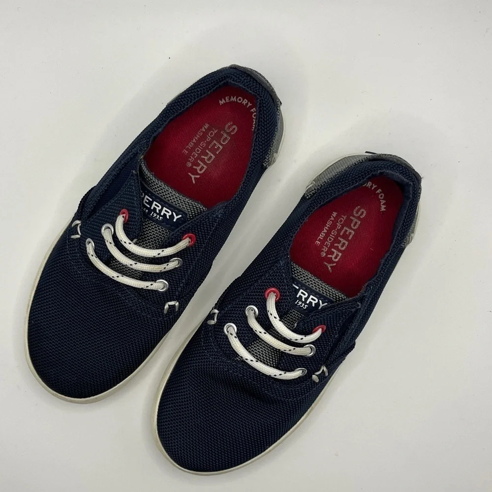 Active Seller!  Kid’s Sperry Unisex Washable Navy Canvas Sneakers 11M - Picture 3 of 11